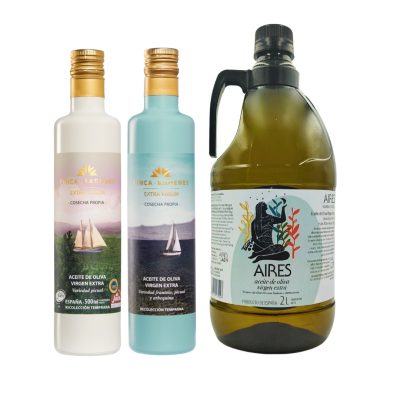 pack aceites de oliva vírgenes extras tempranos garrafa 2 litros aceite de oliva virgen extra aires de jaen finca badenes picual coupage