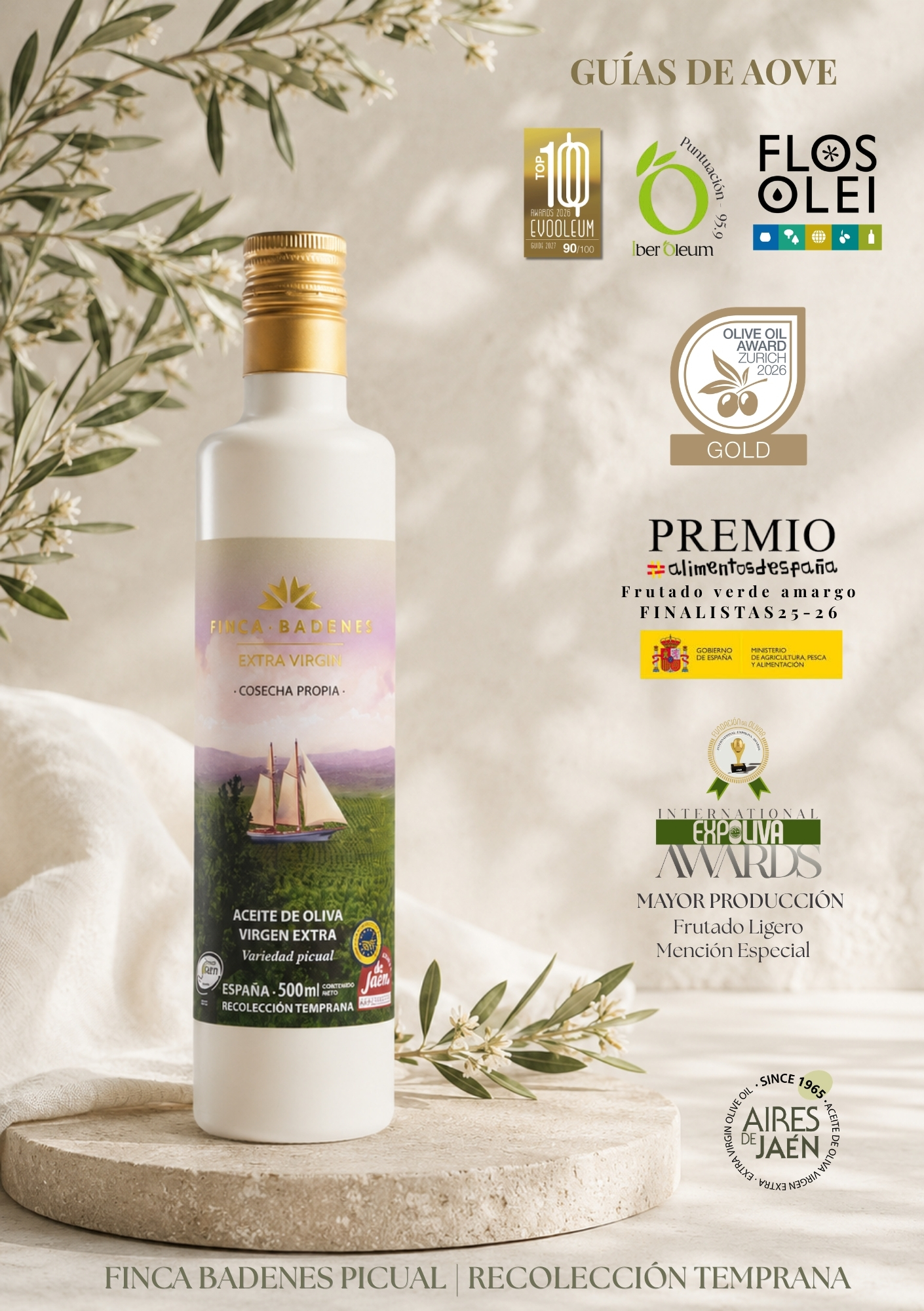 aove temprano Finca Badenes Picual de Jaén cosecha 26, nueva cosecha premios