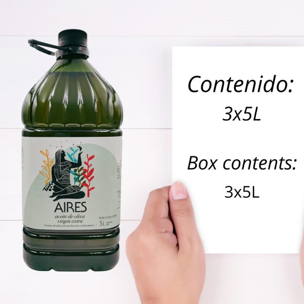caja de 3 garrafas 5 litros aceite de oliva virgen extra fritura cocina aires de jaen